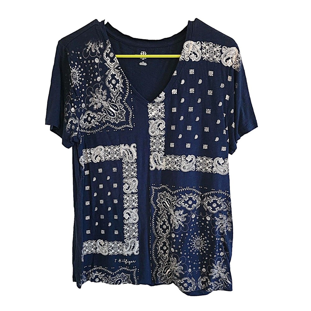 Tommy Hilfiger Woman's Patchwork Bandana T-Shirt - 100% Cotton